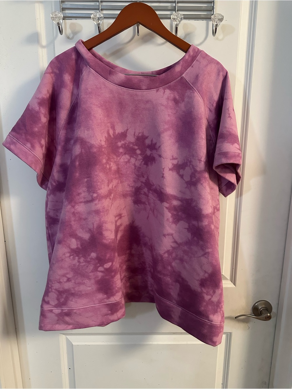 Source Unknown Purple Tie-Dye Short Sleeve Sweatshirt